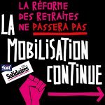 Fédération SUD Collectivités Territoriales : La réforme des retraites ne passera pas. La mobilisation continue !