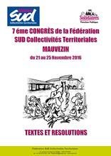 Fédération SUD Collectivités Territoriales : Textes et résolutions du 7ème Congrès de la Fédération SUD CT